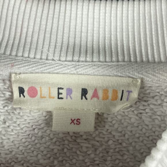 Roller Rabbit Sweatshirt Womens XS Pink Heart Print Organic Crewneck Casual FLAW - Picture 6 of 12